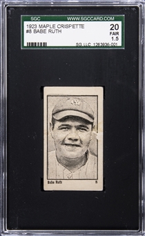 1923 V117 Maple Crispette #8 Babe Ruth – SGC FR 1.5